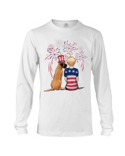 Fawn Great Dane Short Blonde Hair Woman 4th July Long Sleeve Tee thumbnail