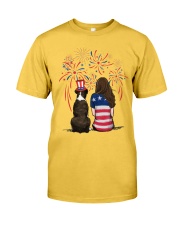 Brindle Boxer Long Brown Hair Woman 4th July Classic T-Shirt front