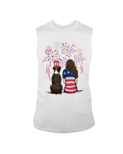 Brindle Boxer Long Brown Hair Woman 4th July Sleeveless Tee thumbnail