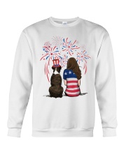 Brindle Boxer Long Brown Hair Woman 4th July Crewneck Sweatshirt thumbnail
