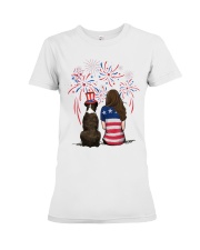 Brindle Boxer Long Brown Hair Woman 4th July Premium Fit Ladies Tee thumbnail