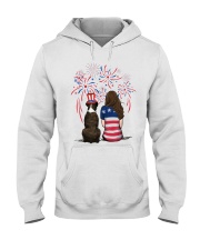 Brindle Boxer Long Brown Hair Woman 4th July Hooded Sweatshirt thumbnail