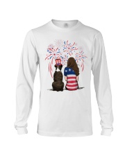 Brindle Boxer Long Brown Hair Woman 4th July Long Sleeve Tee thumbnail