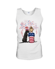 Blue Grey Great Dane Bun Blonde Hair Woman Unisex Tank thumbnail