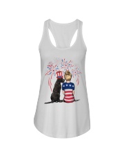 Blue Grey Great Dane Bun Blonde Hair Woman Ladies Flowy Tank thumbnail