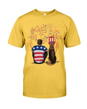 Red Black German Shepherd Brown Hair Man 4th July Classic T-Shirt front