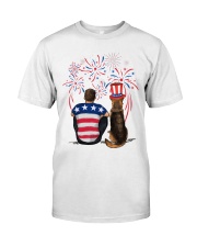 Red Black German Shepherd Brown Hair Man 4th July Premium Fit Mens Tee thumbnail