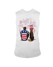 Red Black German Shepherd Brown Hair Man 4th July Sleeveless Tee thumbnail