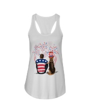 Red Black German Shepherd Brown Hair Man 4th July Ladies Flowy Tank thumbnail