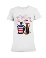 Red Black German Shepherd Brown Hair Man 4th July Premium Fit Ladies Tee thumbnail