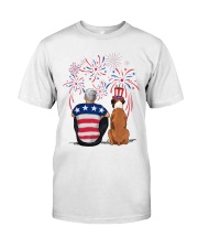 Tan White Boxer Silver Hair Man 4th July Classic T-Shirt thumbnail