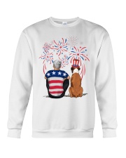 Tan White Boxer Silver Hair Man 4th July Crewneck Sweatshirt thumbnail