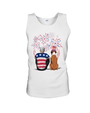 Tan White Boxer Silver Hair Man 4th July Unisex Tank thumbnail