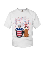 Tan White Boxer Silver Hair Man 4th July Youth T-Shirt thumbnail