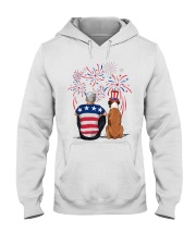 Tan White Boxer Silver Hair Man 4th July Hooded Sweatshirt thumbnail