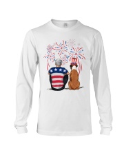 Tan White Boxer Silver Hair Man 4th July Long Sleeve Tee thumbnail