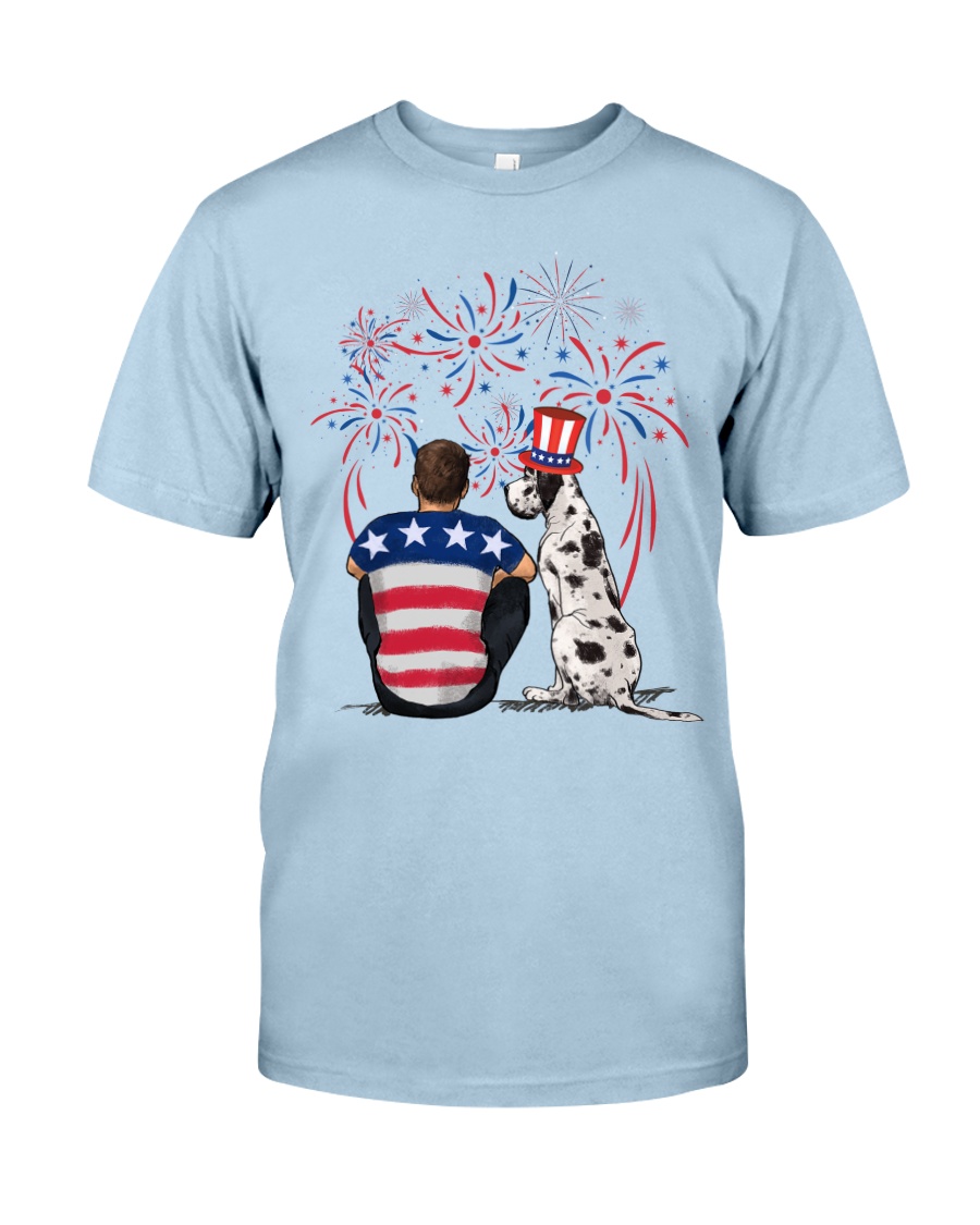 Harlequin Great Dane Brown Hair Man 4th July Classic T-Shirt