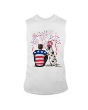 Harlequin Great Dane Brown Hair Man 4th July Sleeveless Tee thumbnail