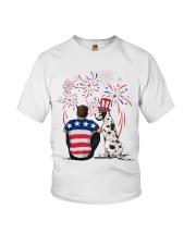 Harlequin Great Dane Brown Hair Man 4th July Youth T-Shirt thumbnail