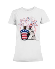 Harlequin Great Dane Brown Hair Man 4th July Premium Fit Ladies Tee thumbnail