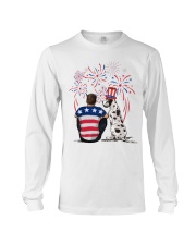 Harlequin Great Dane Brown Hair Man 4th July Long Sleeve Tee thumbnail