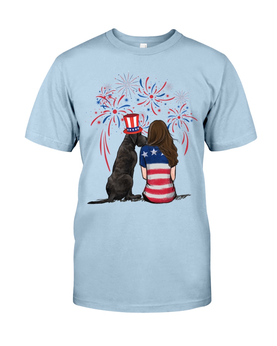 Blue Grey Great Dane Long Brown Hair Woman Classic T-Shirt