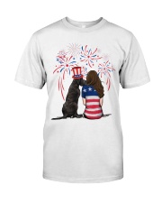 Blue Grey Great Dane Long Brown Hair Woman Classic T-Shirt thumbnail
