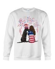 Blue Grey Great Dane Long Brown Hair Woman Crewneck Sweatshirt thumbnail