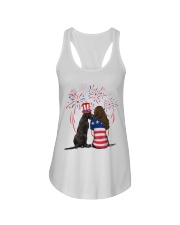 Blue Grey Great Dane Long Brown Hair Woman Ladies Flowy Tank thumbnail