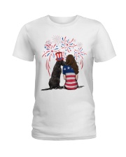 Blue Grey Great Dane Long Brown Hair Woman Ladies T-Shirt thumbnail