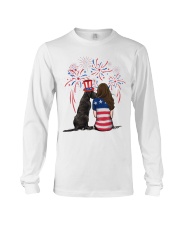 Blue Grey Great Dane Long Brown Hair Woman Long Sleeve Tee thumbnail