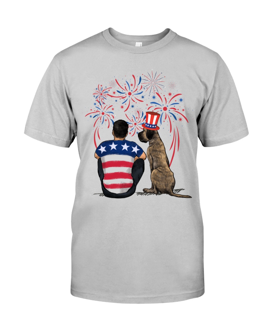 Brindle Great Dane Black Hair Man 4th July Classic T-Shirt