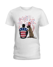 Brindle Great Dane Black Hair Man 4th July Ladies T-Shirt thumbnail