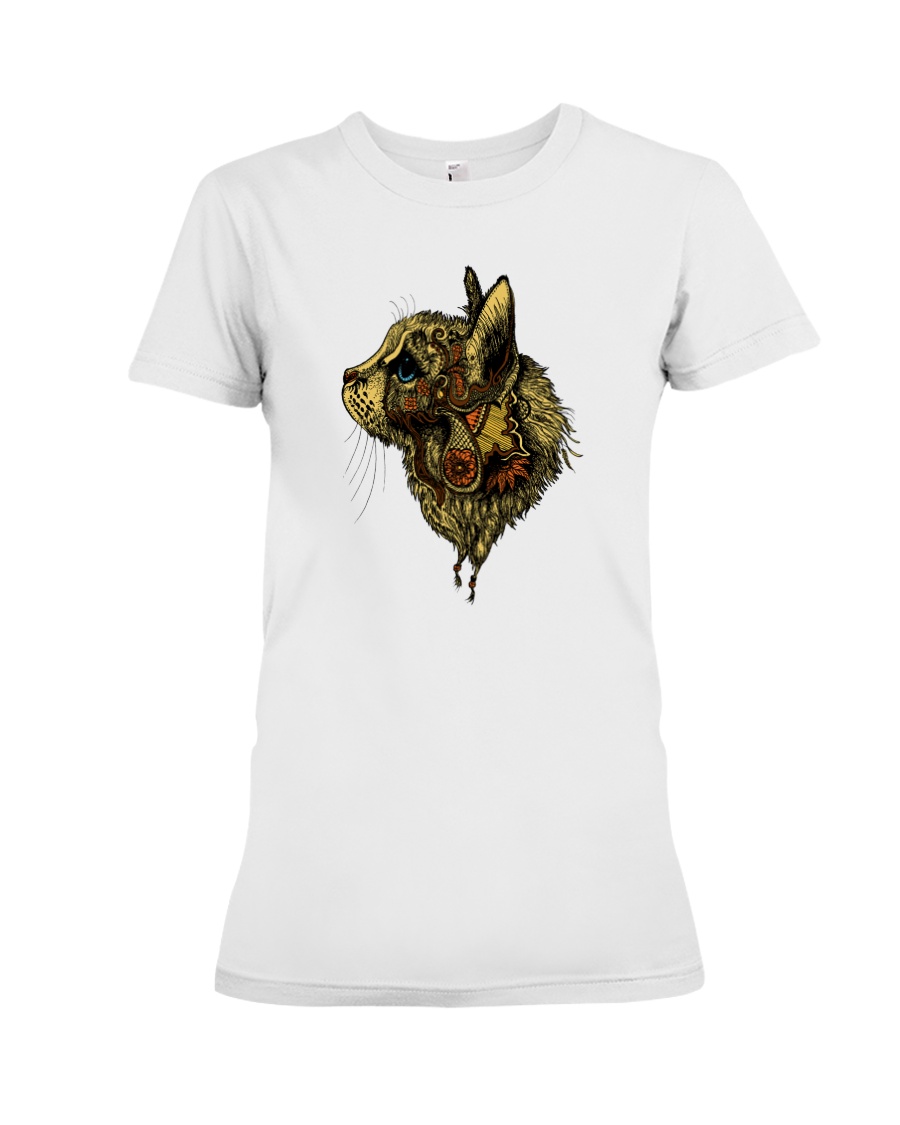 Cat Mandala Premium Fit Ladies Tee