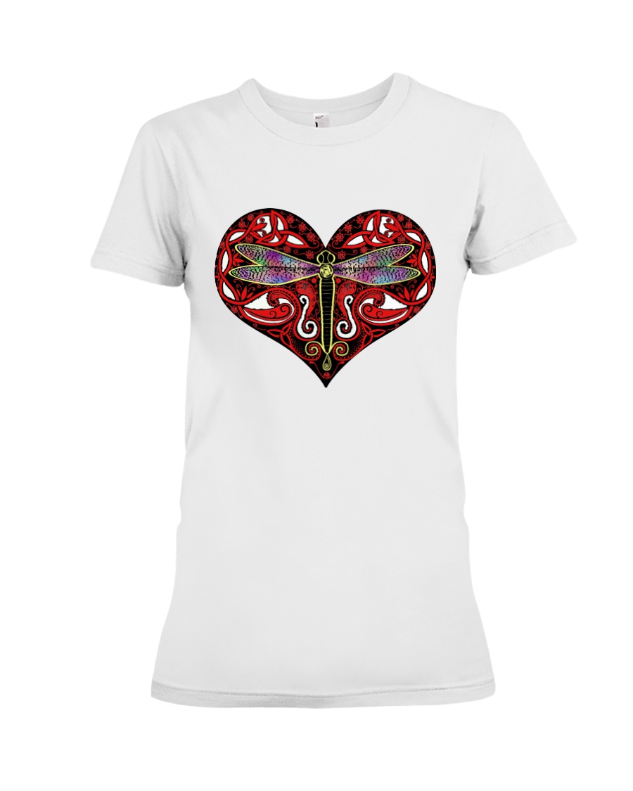 Red heart mandala Premium Fit Ladies Tee