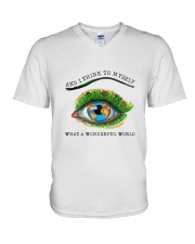 Myself What A Wonderful World V-Neck T-Shirt thumbnail