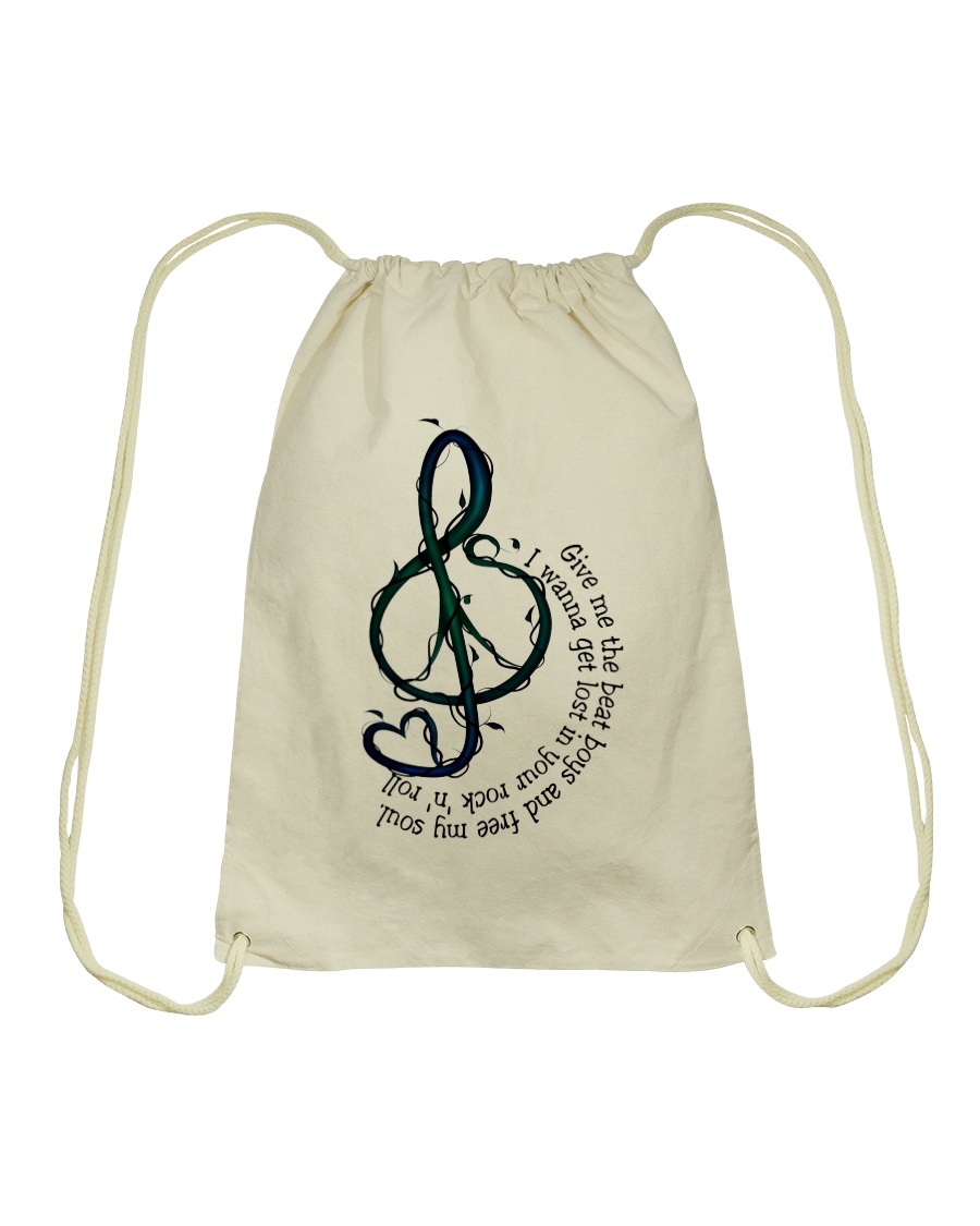 Rock And Roll Peace Love Music Hippie Drawstring Bag