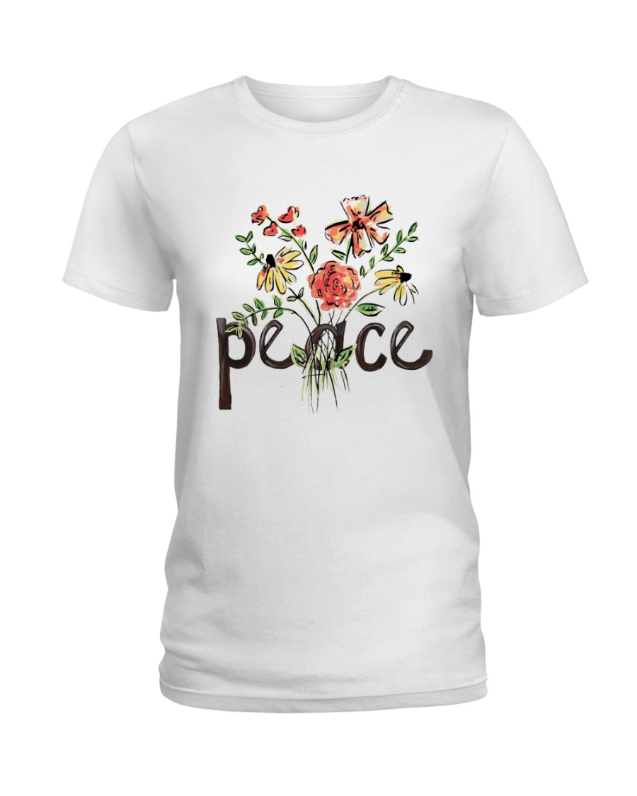 Peace Flowers Hippie Ladies T-Shirt