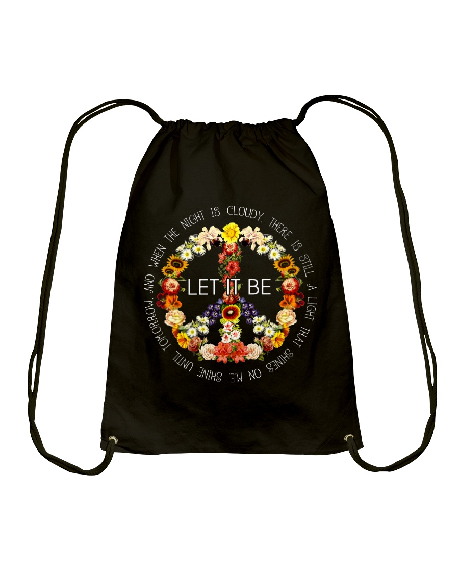 Let It Be Fowers Music Hippie Drawstring Bag