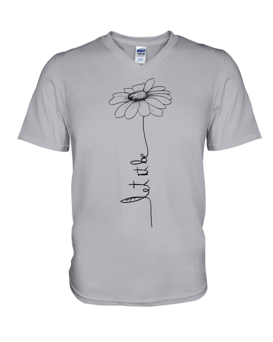 Let It Be Flower Hippie Music V-Neck T-Shirt