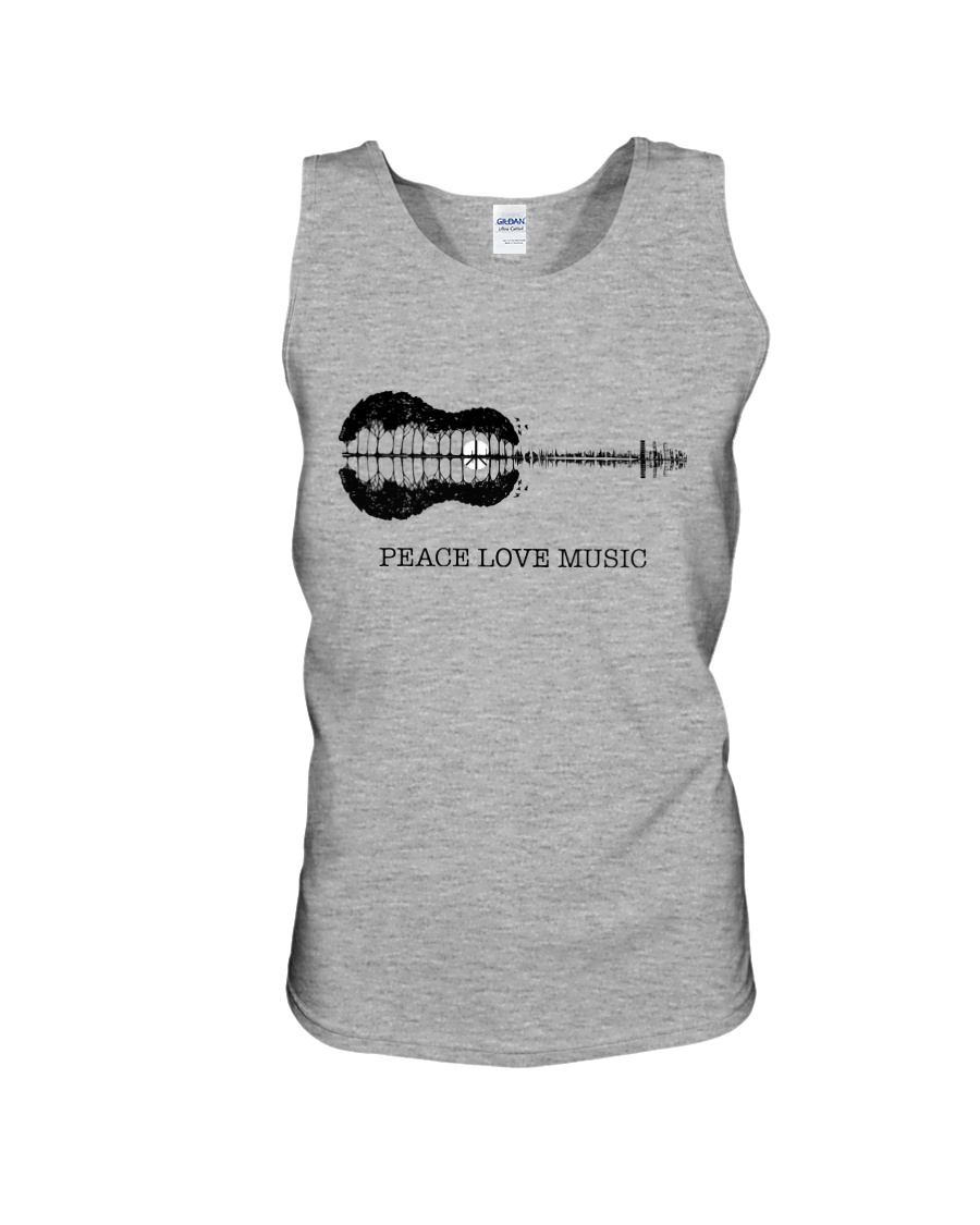 Peace Love Music Peace Tree Guitar Hippie Unisex Tank