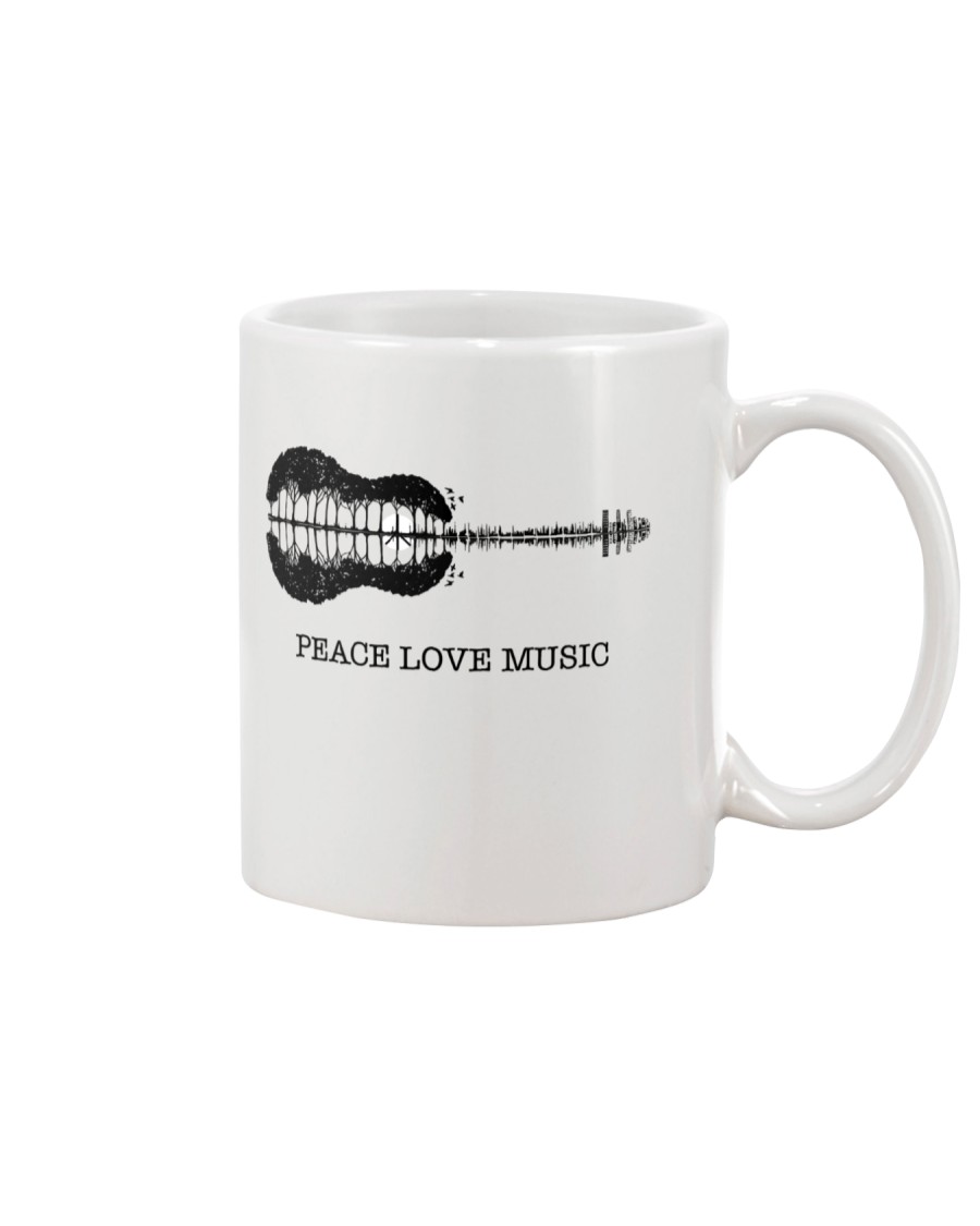 Peace Love Music Peace Tree Guitar Hippie Mug