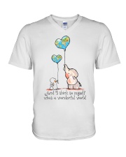 Myself What A Wonderful World V-Neck T-Shirt thumbnail