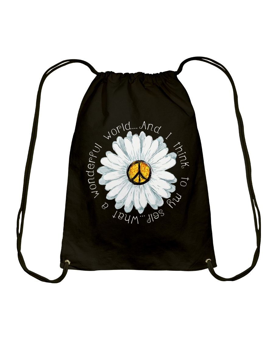I Think To My Seff What A Wonderful World Hippie Drawstring Bag