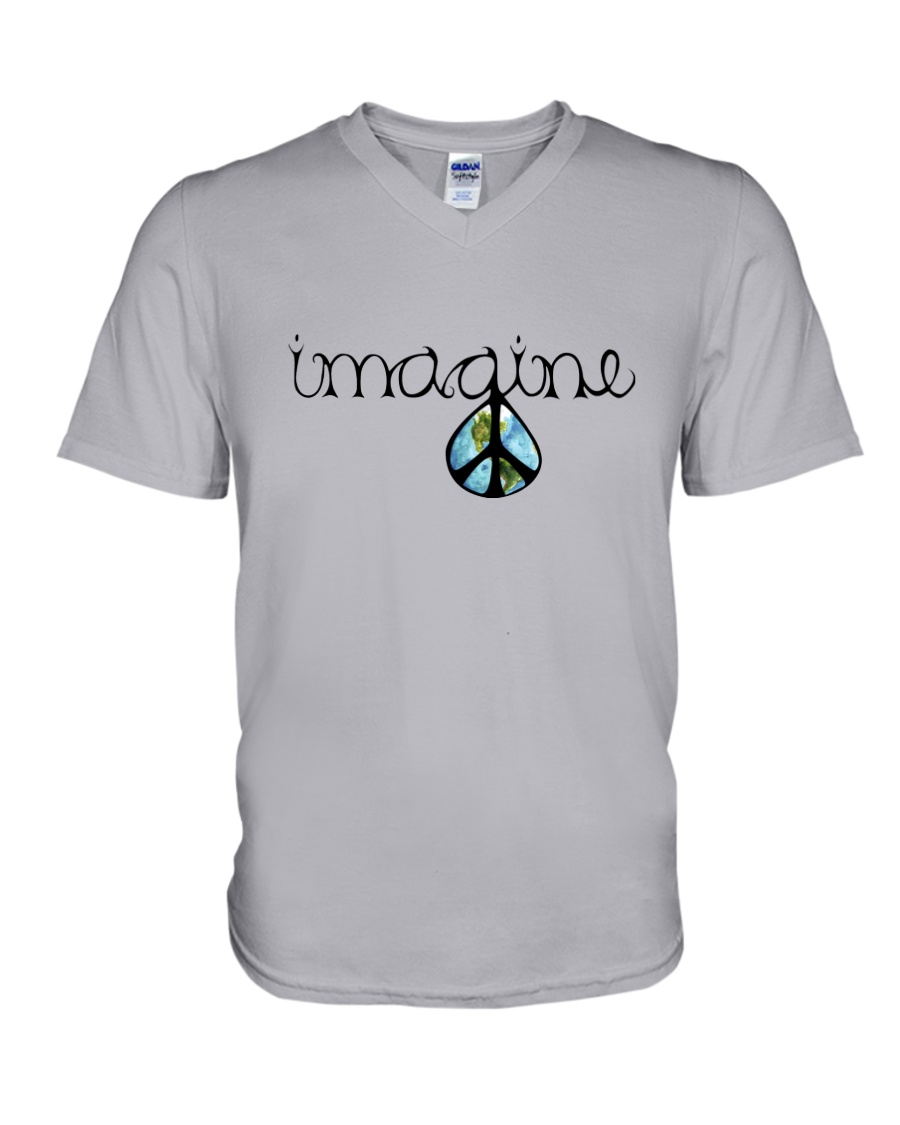 Imagine Peace Hippie V-Neck T-Shirt