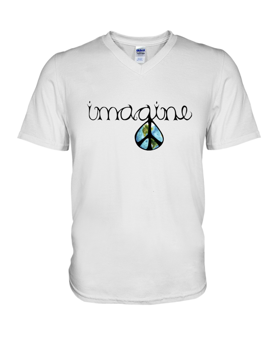 Imagine Peace Hippie V-Neck T-Shirt