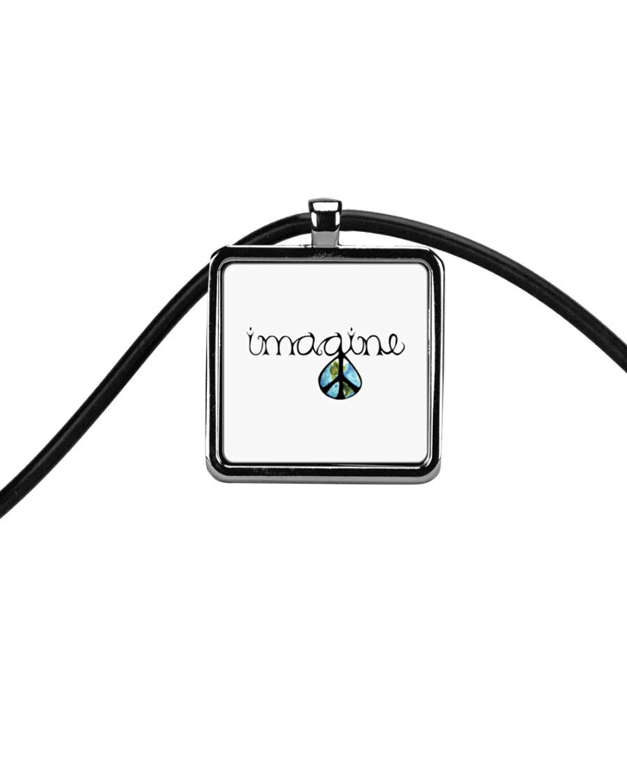 Imagine Peace Hippie Cord Rectangle Necklace