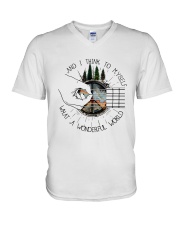 Myself What A Wonderful World V-Neck T-Shirt thumbnail