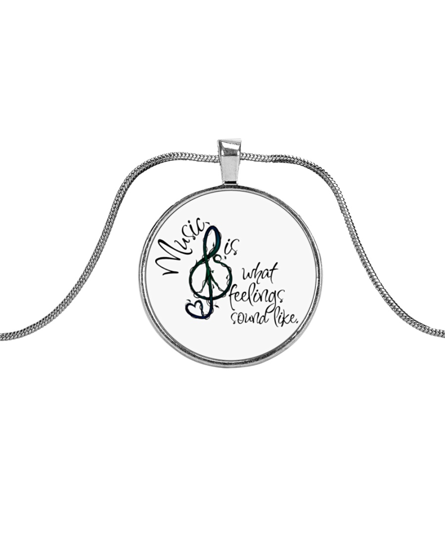 Music Is What Feelings Sound Like Hippie Metallic Circle Necklace