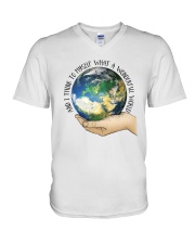 Myself What A Wonderful World V-Neck T-Shirt thumbnail